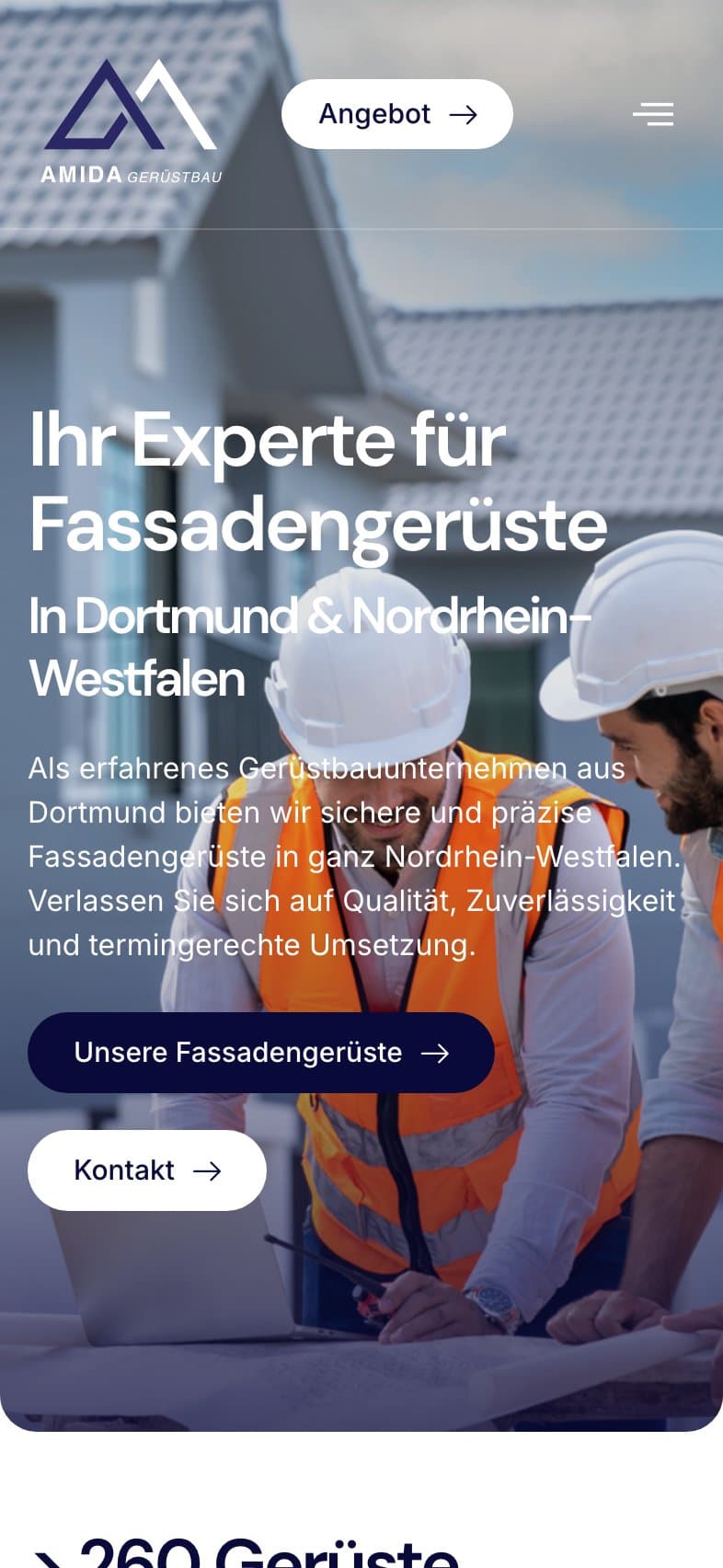 Website von Amida Scaffolding GmbH auf dem Smartphone