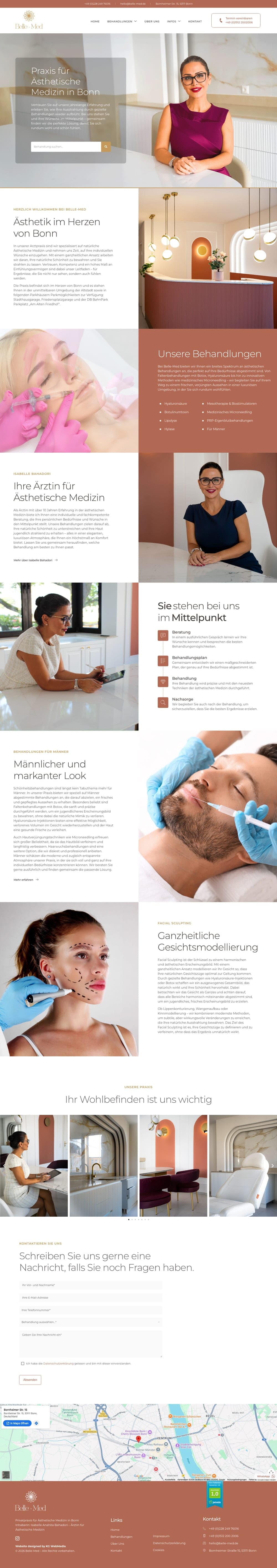 Startseite der Website von Praxis Belle-Med