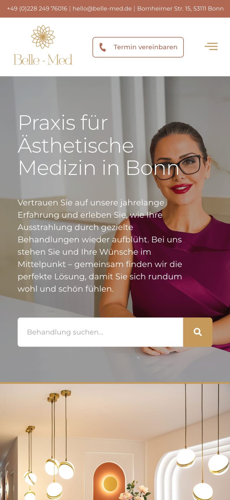 Website von Praxis Belle-Med auf dem Smartphone