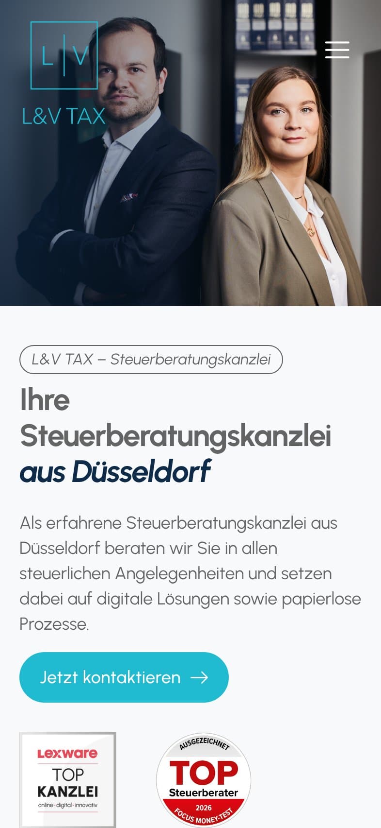 Website von L&V TAX Steuerberatungskanzlei auf dem Smartphone