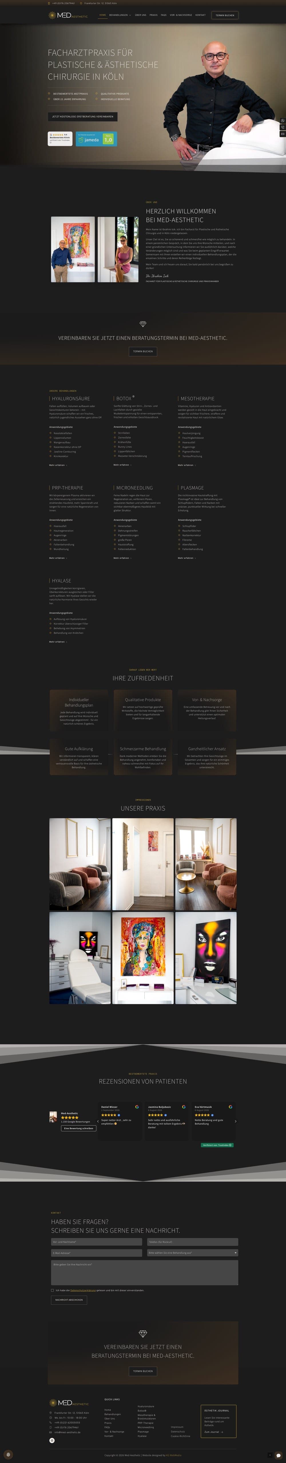 Startseite der Website von Praxis Med-Aesthetic