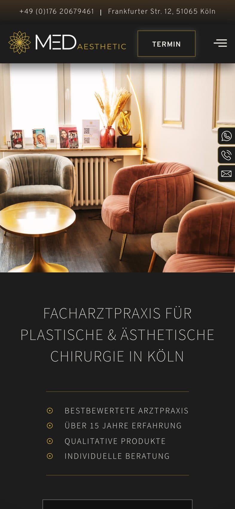 Website von Praxis Med-Aesthetic auf dem Smartphone