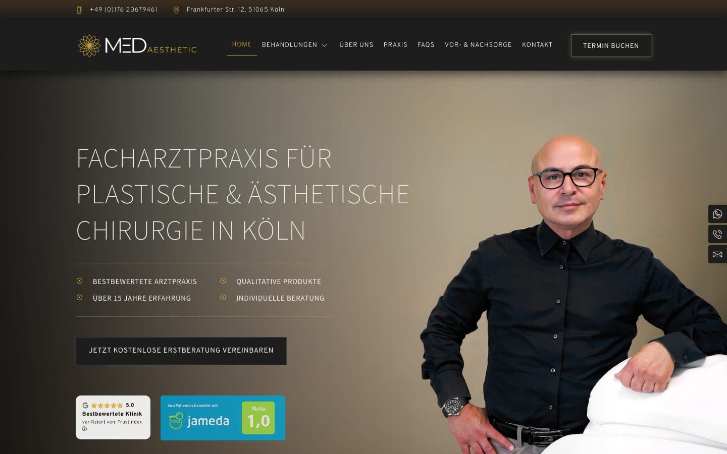 Startseite der Website von Praxis Med-Aesthetic