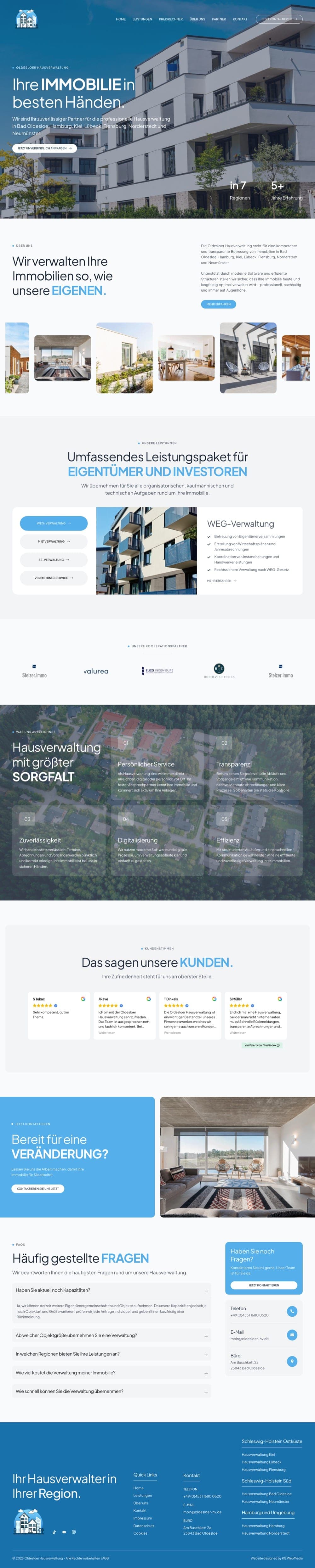 Startseite der Website von Oldesloer Hausverwaltung